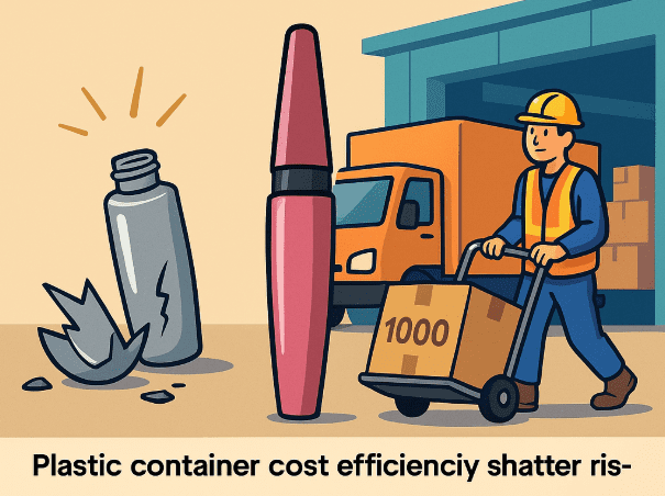 Plastic container cost efficiency and shatter resistance