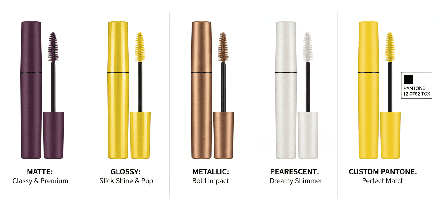 Видове жълти завършеци на тубички с маскара