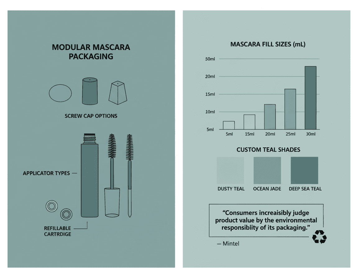 Các biến thể của ống mascara màu xanh ngọc là gì?