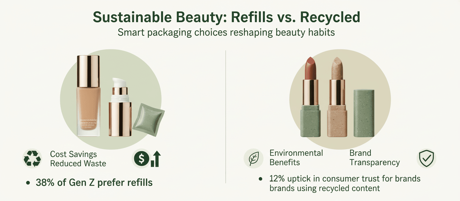 Bao bì mỹ phẩm có thể nạp lại so với bao bì tái chế