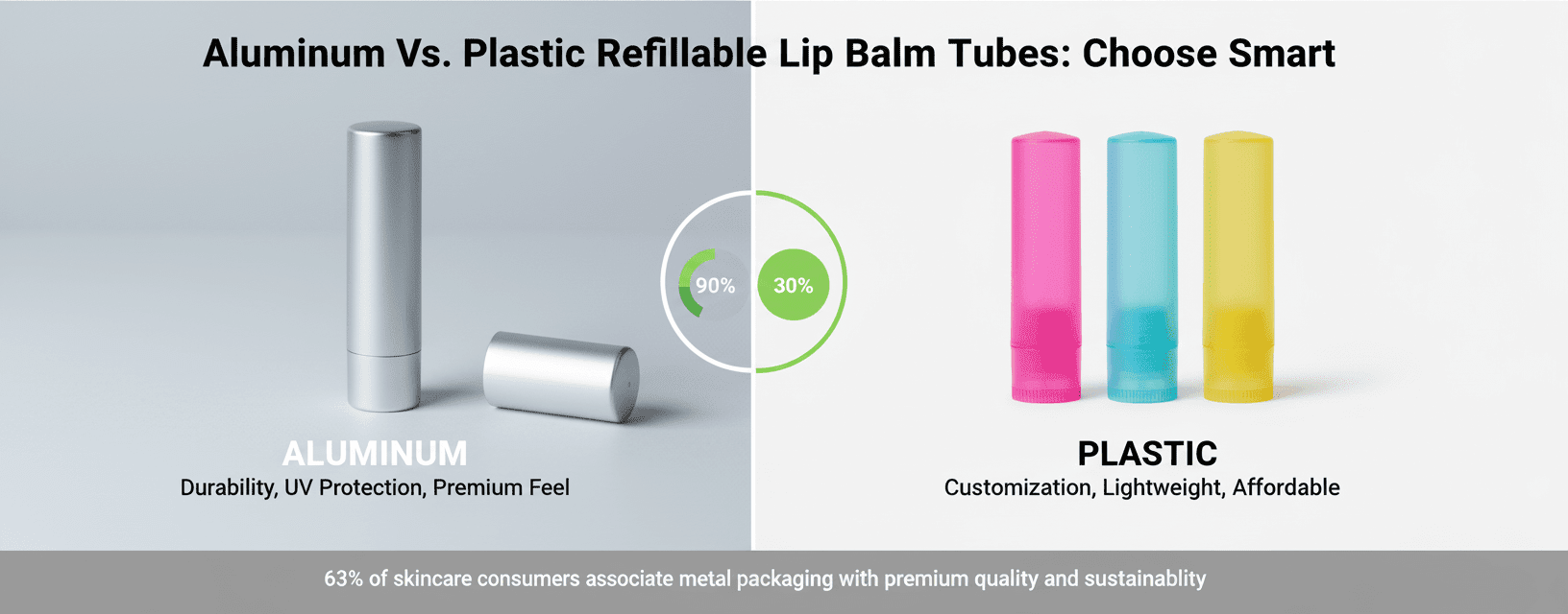 Aluminium vs. plastik genopfyldelige læbepomade-tuber