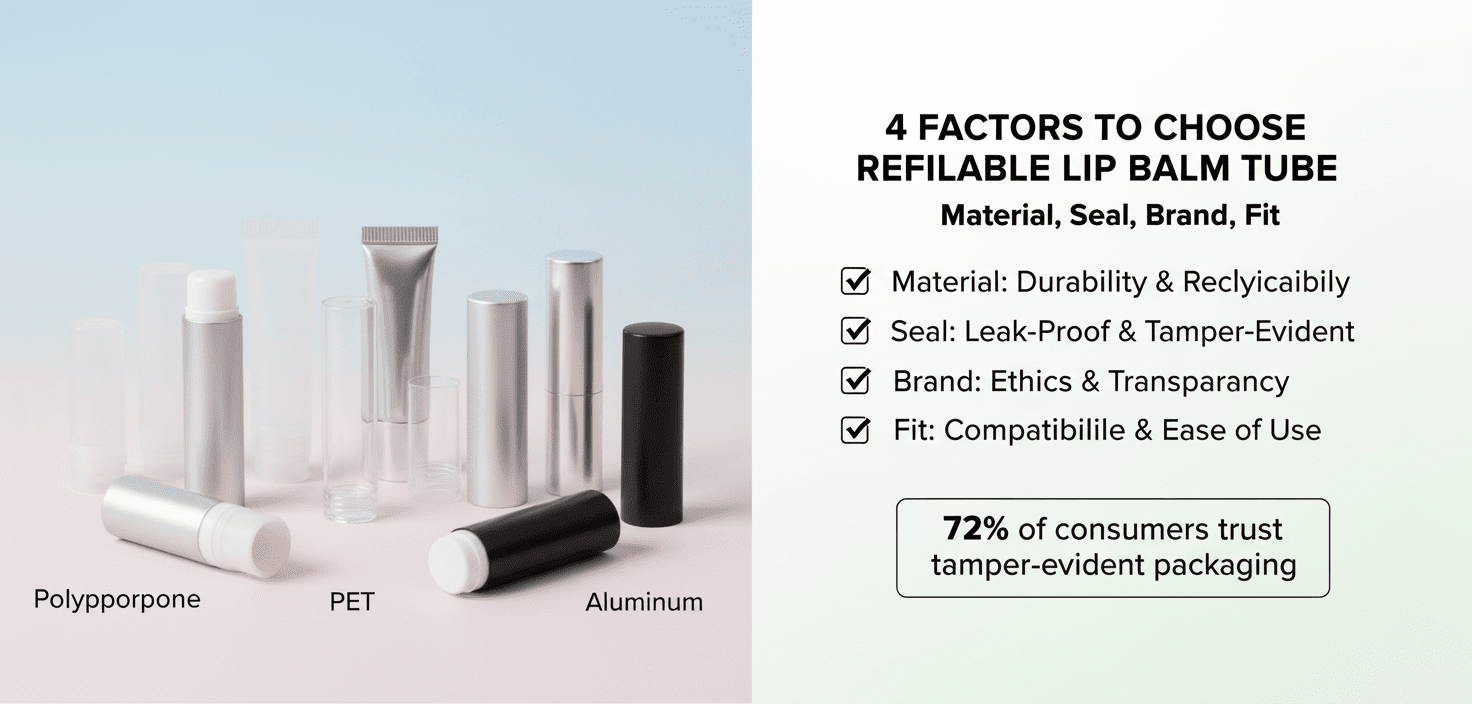 4 faktorer for at vælge genopfyldelig læbepomade-tube