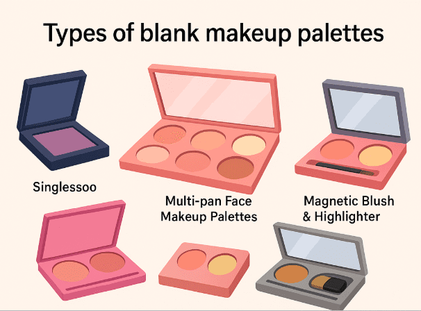 Tipos de paletas de maquillaje en blanco