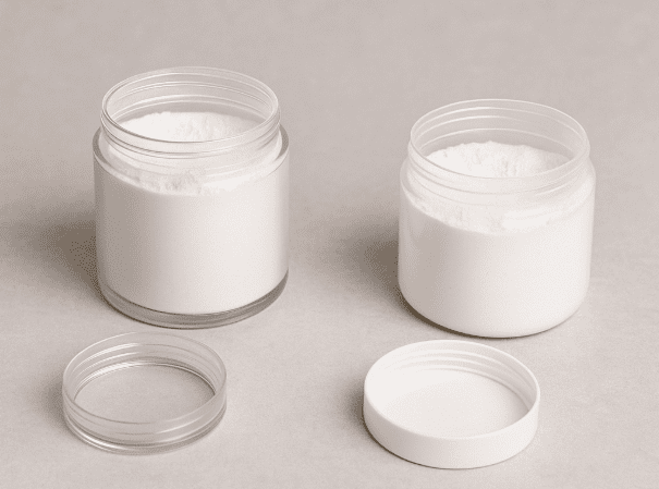Glass vs. Plastic Powder Containers
