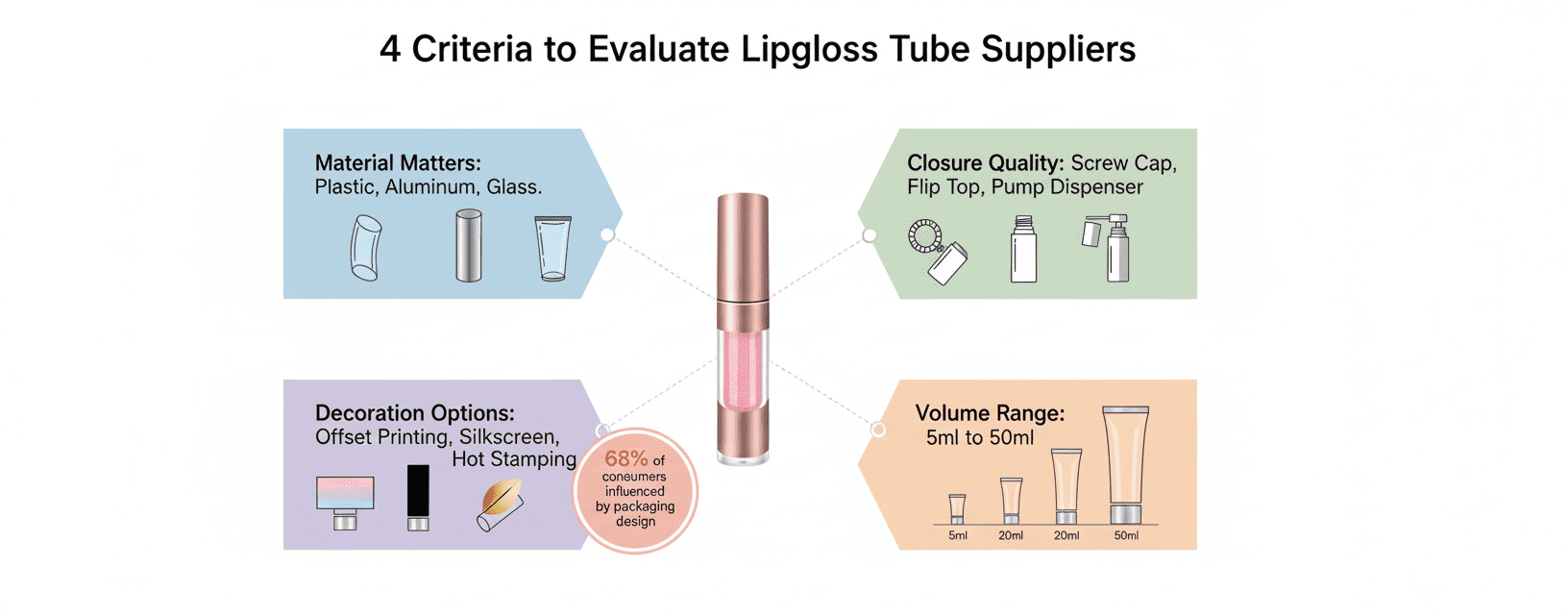 4 criteria voor het beoordelen van leveranciers van lipglosstubes