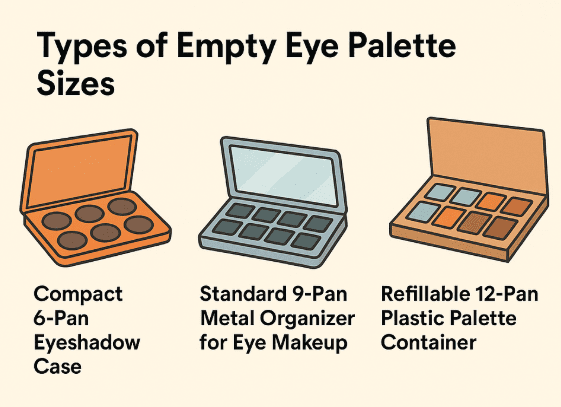 Guida all'ingrosso delle palette vuote per gli occhi: dimensioni, forme e soluzioni插圖 Tipi di dimensioni delle palette vuote per occhi