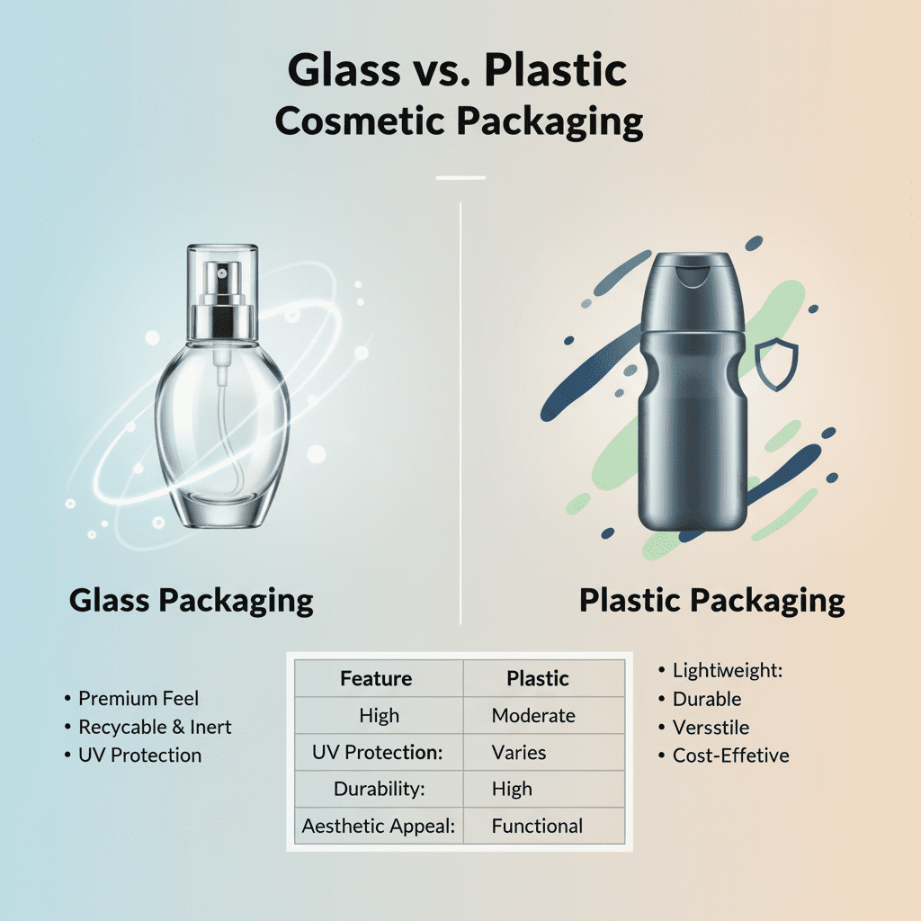 Glas versus plastic cosmetische verpakkingen