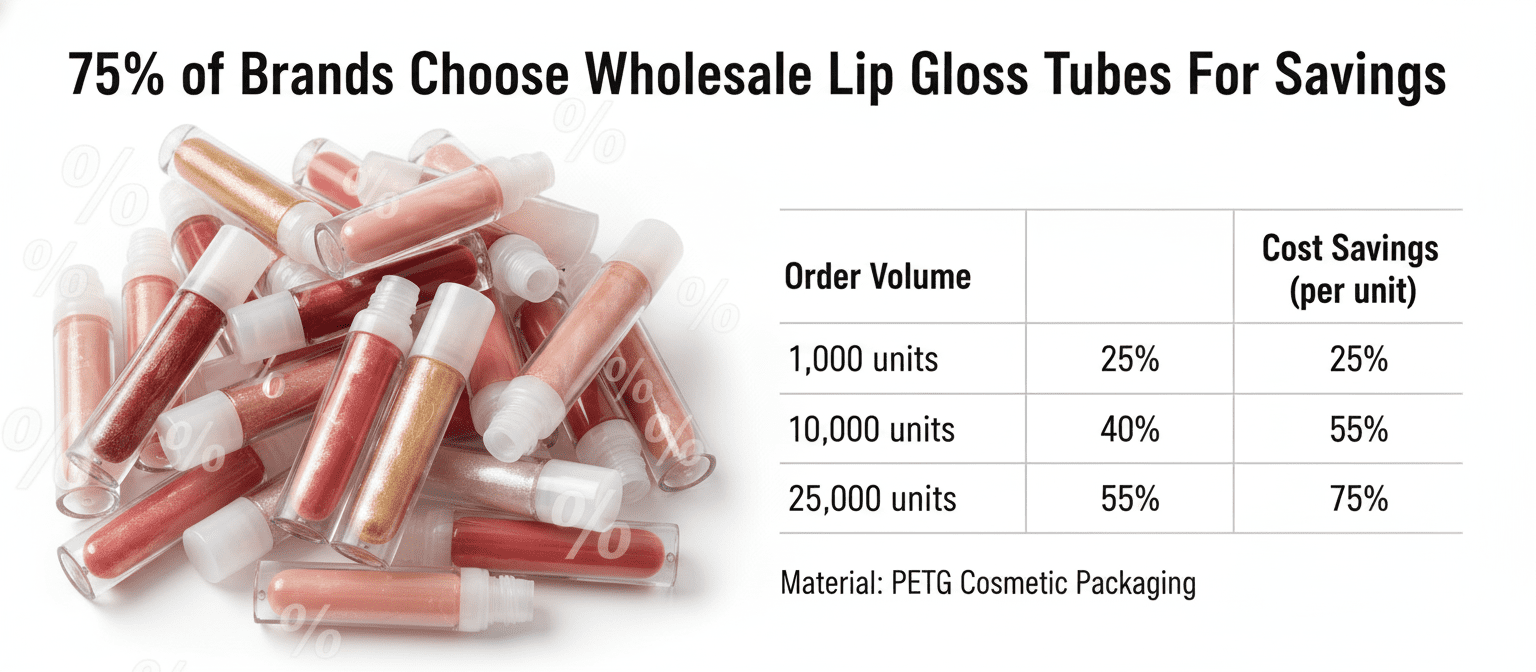 Seventy-Five Percent Of Brands Choose Wholesale Lip Gloss Tubes For Savings