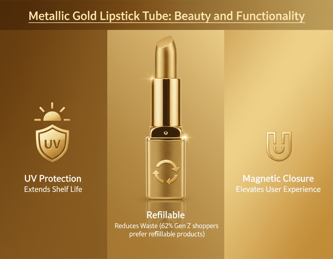 Three Key Benefits Of A Metallic Gold Lipstick Tube