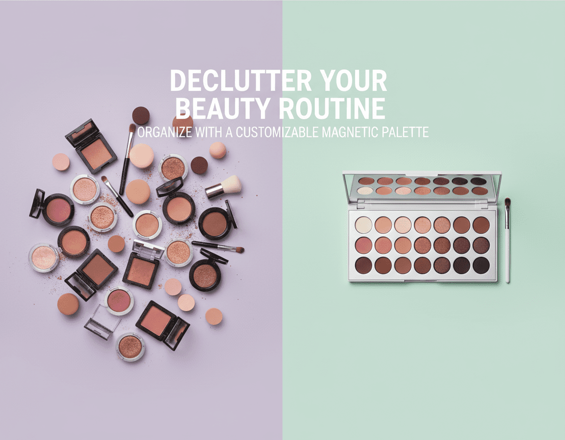Rommelige paletten? Stroomlijn met een leeg magnetisch make-uppalet
