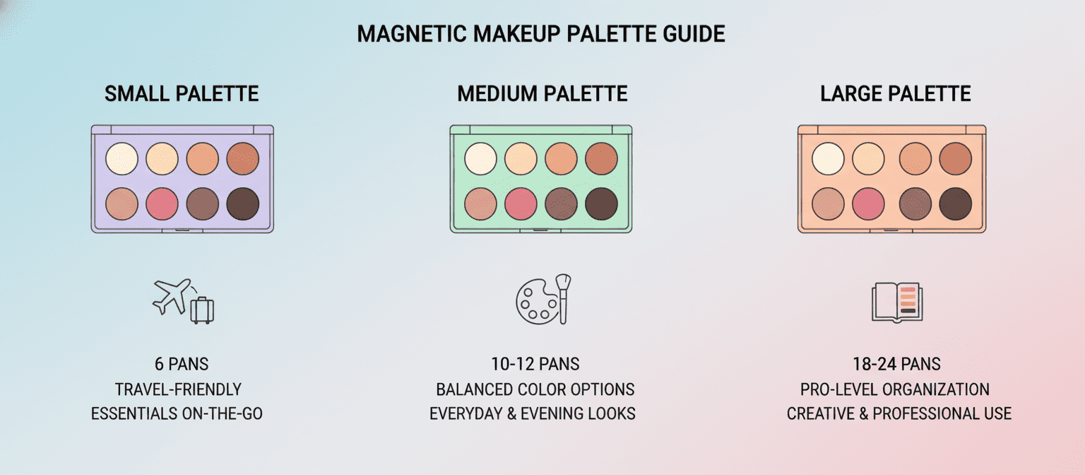 Hoeveel pannen zitten er in een leeg magnetisch make-uppalet?