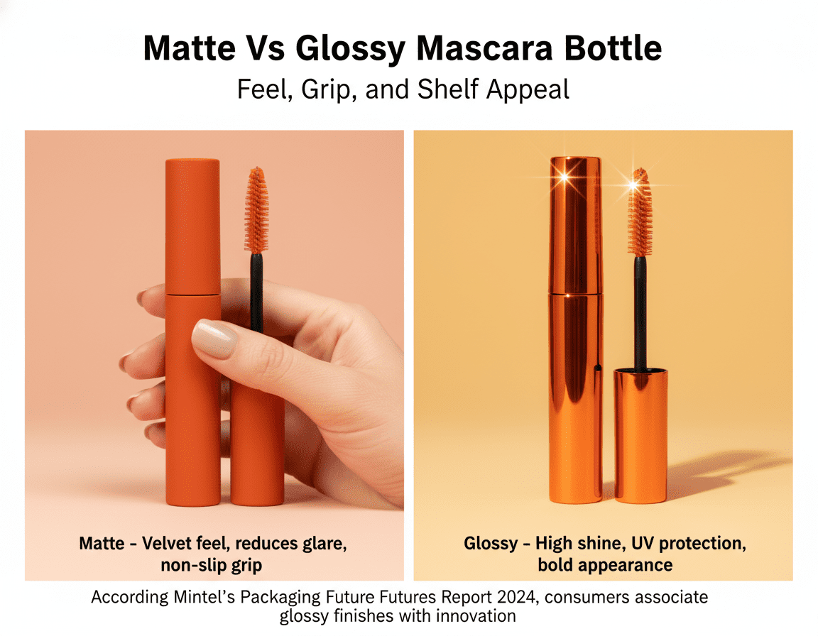Matte Vs Glossy Orange Mascara Bottle