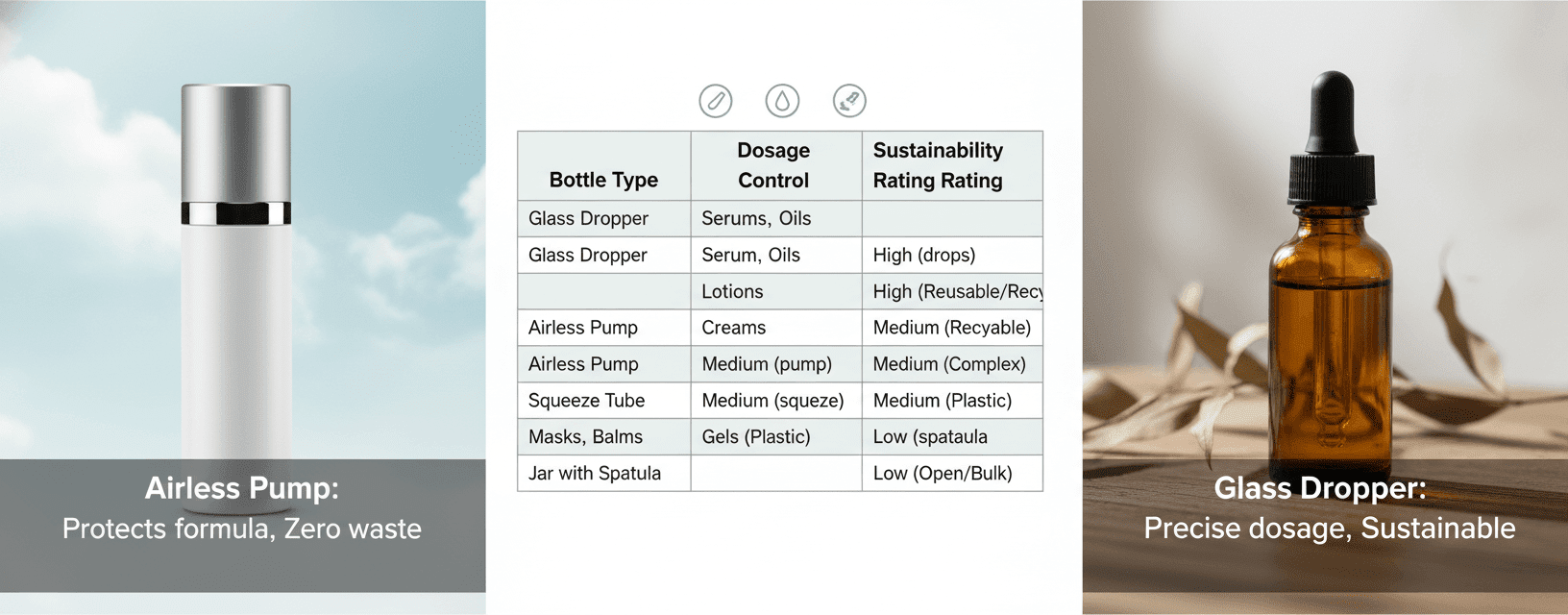 Airless Pump Vs. Dropper Bottles: Packaging Comparison