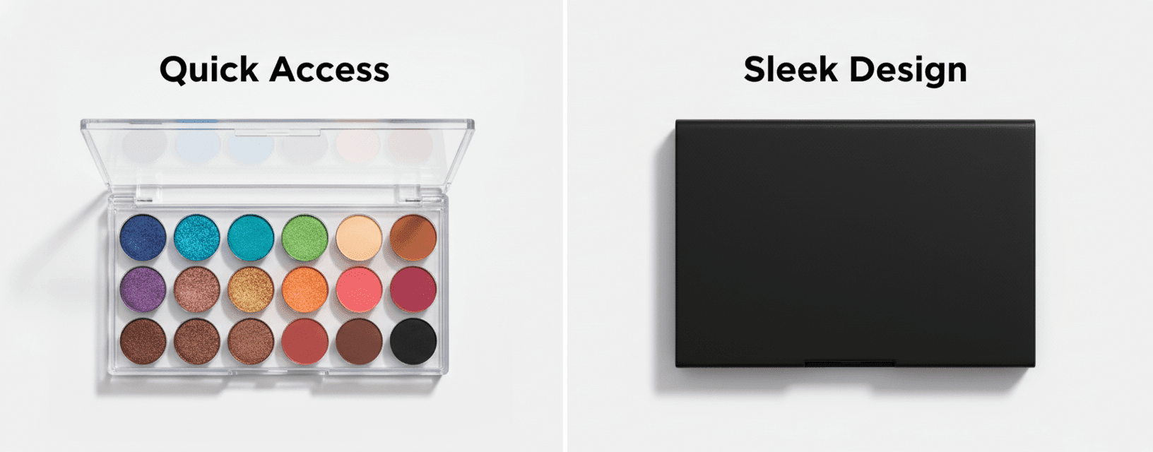 Prozorne v primerjavi z neprozornimi praznimi paletami senčil za oči