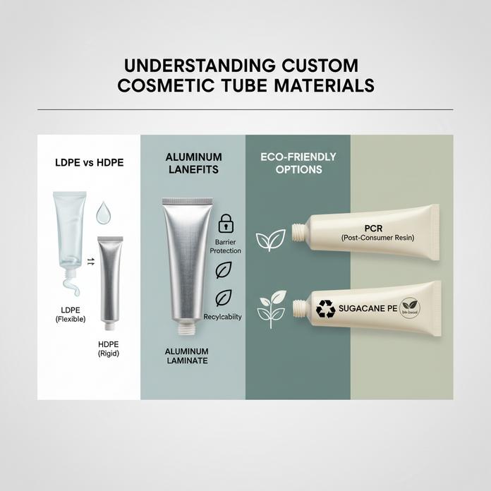Comparación de opciones de tubos cosméticos personalizados插图 Materiales de tubos cosméticos personalizados