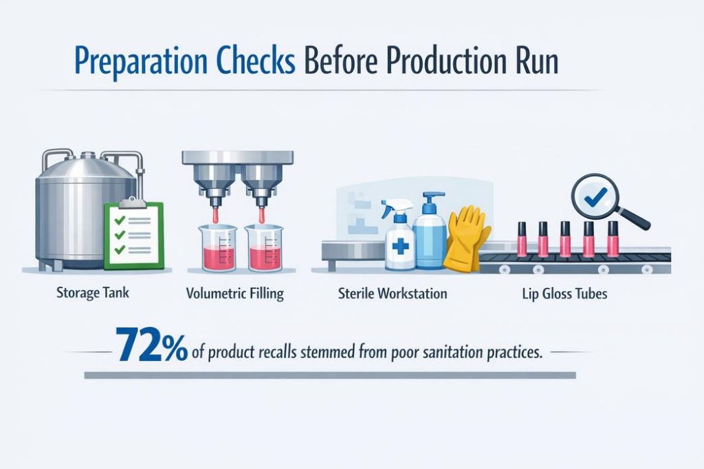 设计生产:如何填充和清洁唇彩管插图1 生产运行前的准备检查