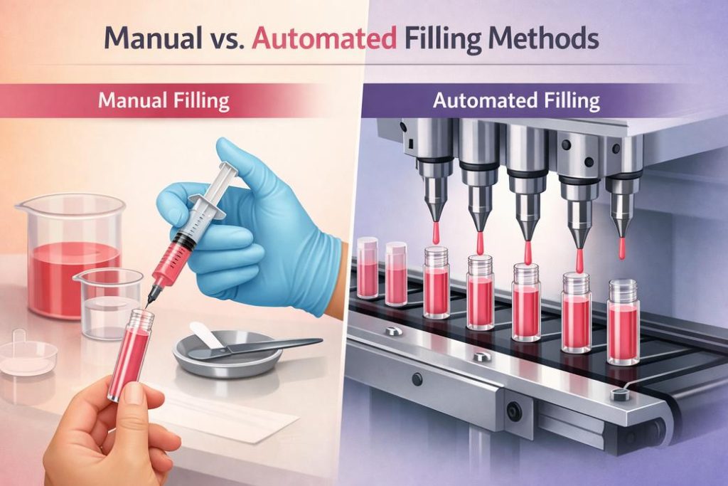设计生产:如何填充和清洁唇彩管插图2 手动与自动填充方法