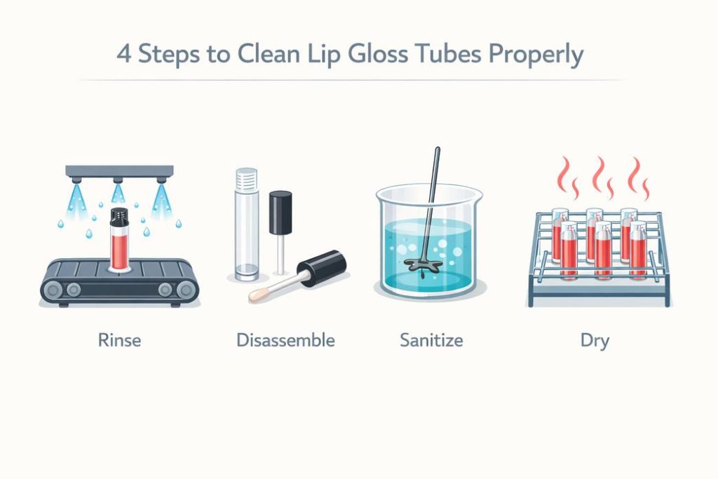 设计生产:如何填充和清洁唇彩管插图3 正确清洗唇彩管的4个步骤