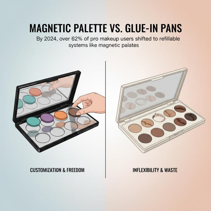Magnetic Eyeshadow Palette VS. GLUE-IN PANS
