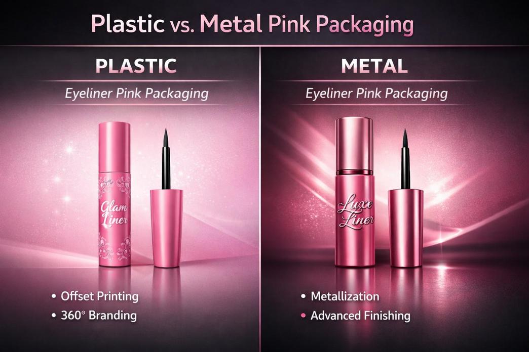 plastic versus metalen roze verpakking