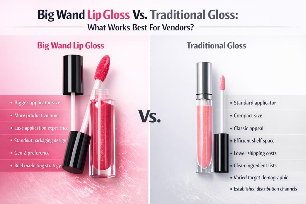 A „Big Wand” ajakfény növekedése: Hogyan alkalmazkodnak a beszállítók az új szépségőrülethez插图2 Big Wand ajakfény vs. Hagyományos fény