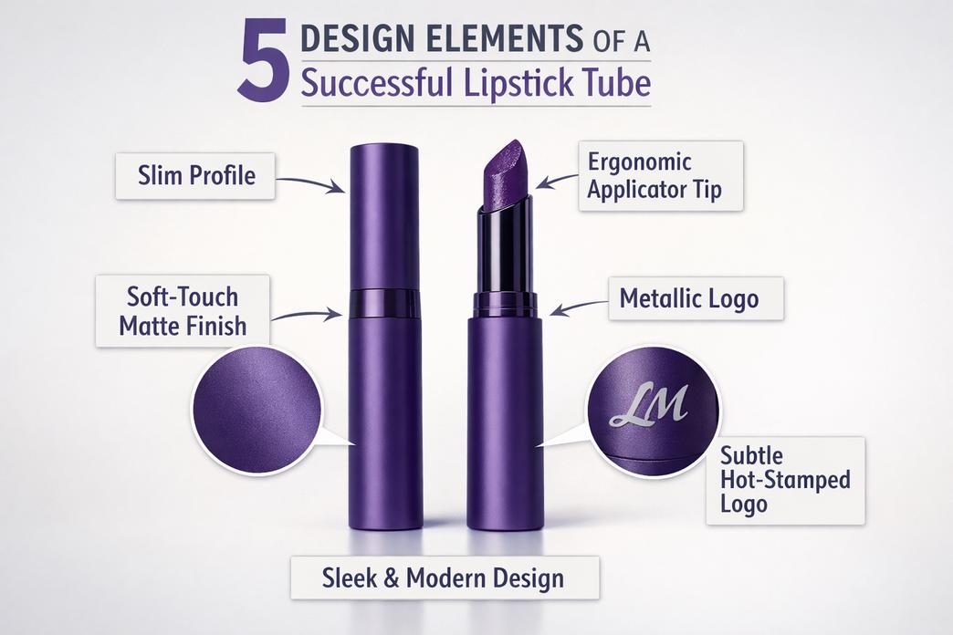 高端口红管中的紫色包装