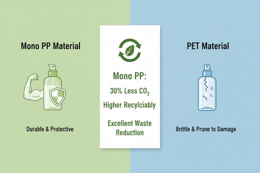 是什么让单一PP材料如此理想?插图4 单一聚丙烯材料与PET的比较