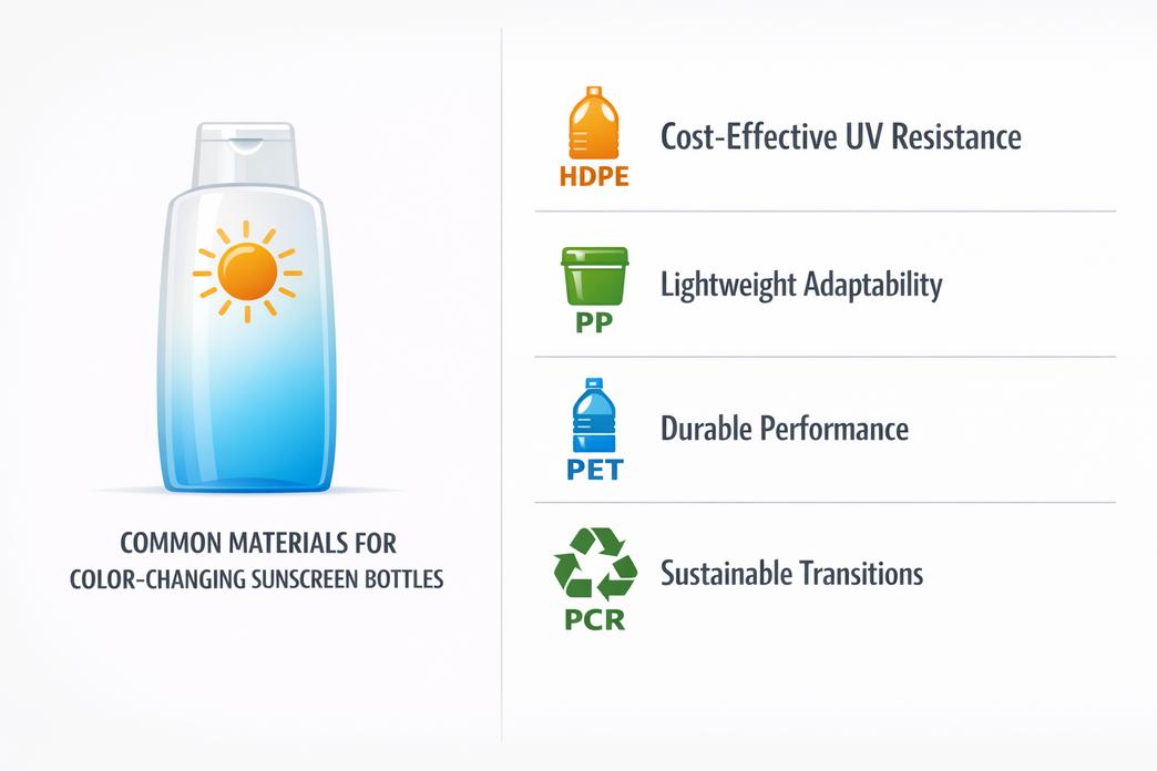 Распространенные материалы, используемые в дизайне бутылок с меняющими цвет солнцезащитных средств