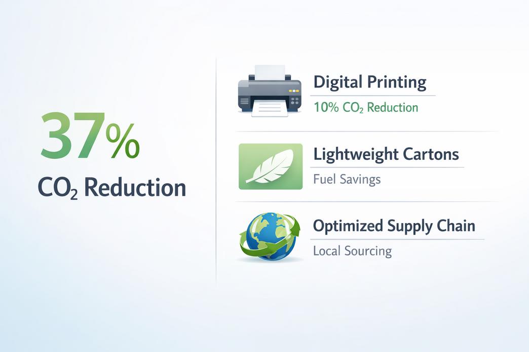 Miért a karton sminkcsomagolás a legjobb megoldás a fenntartható szépségért?4 Harminchét százalékos CO₂-kibocsátás csökkenése karton sminkcsomagolással