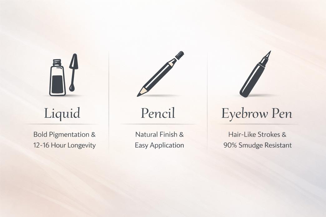 Apakah Pensil Alis Benar-Benar Berfungsi?插图1 Larutan Cair Vs. Pensil Vs. Pena Alis