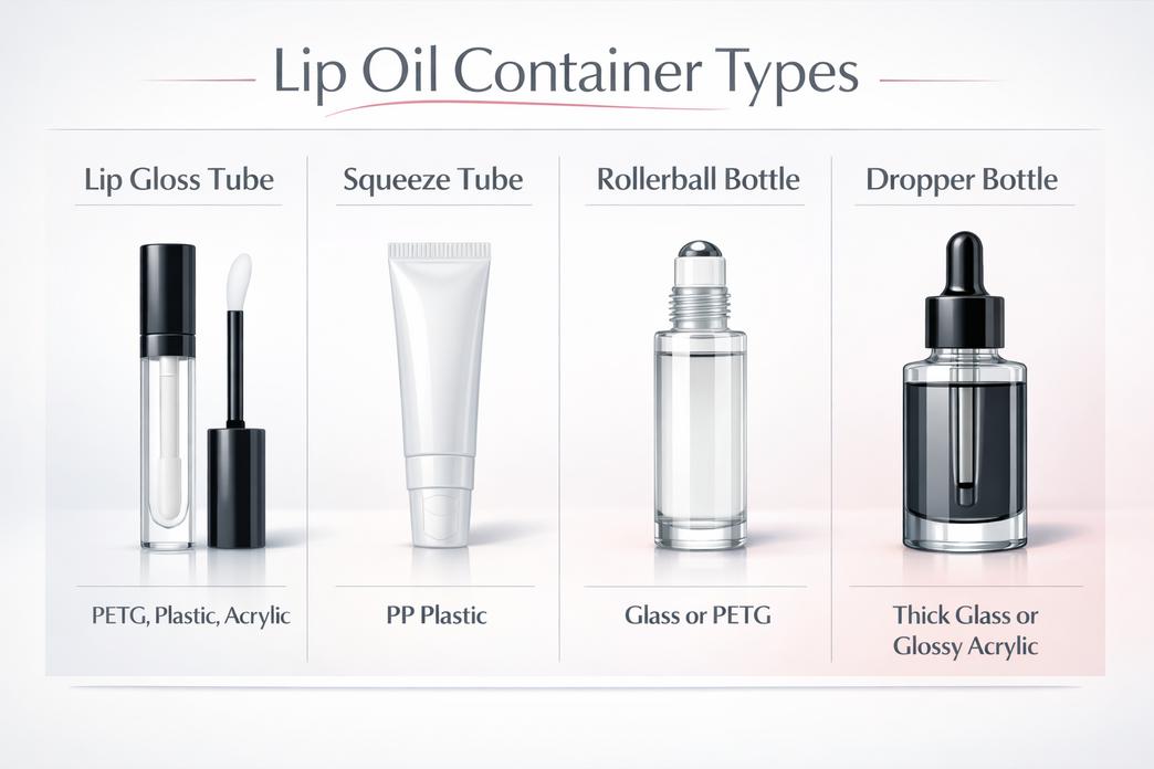 Typer av läppoljebehållare