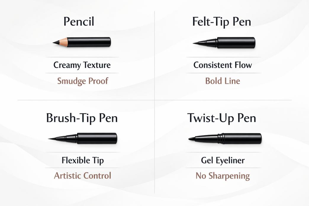 Eyeliner Pen vs Pencil: Easy Guide插图 Types of Eyeliner Tools Explained