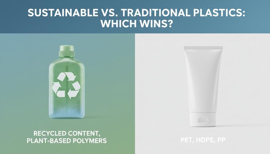 2026年品牌防晒霜瓶设计秘密插图2 可持续塑料与传统塑料:哪个更胜一筹?