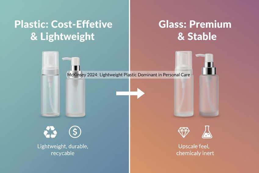 Пластиковые против стеклянных бутылок с пеной