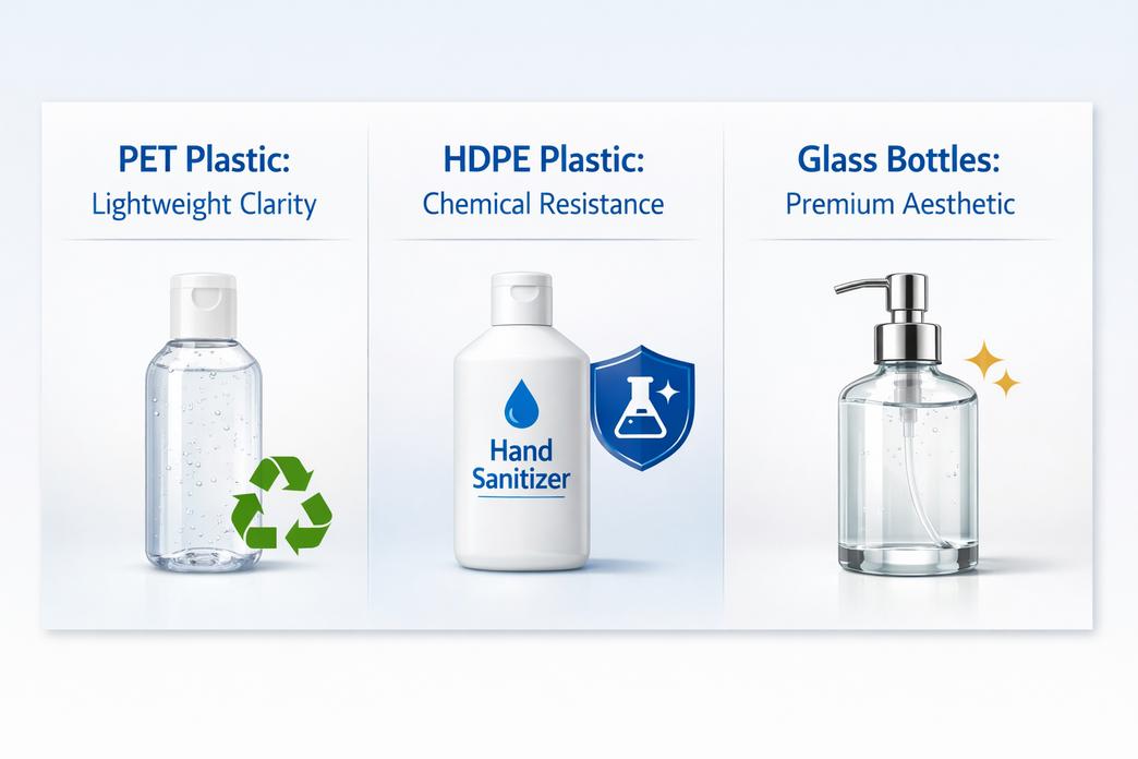 Top 3 Materialien für leere Flaschen für Händedesinfektionsmittel
