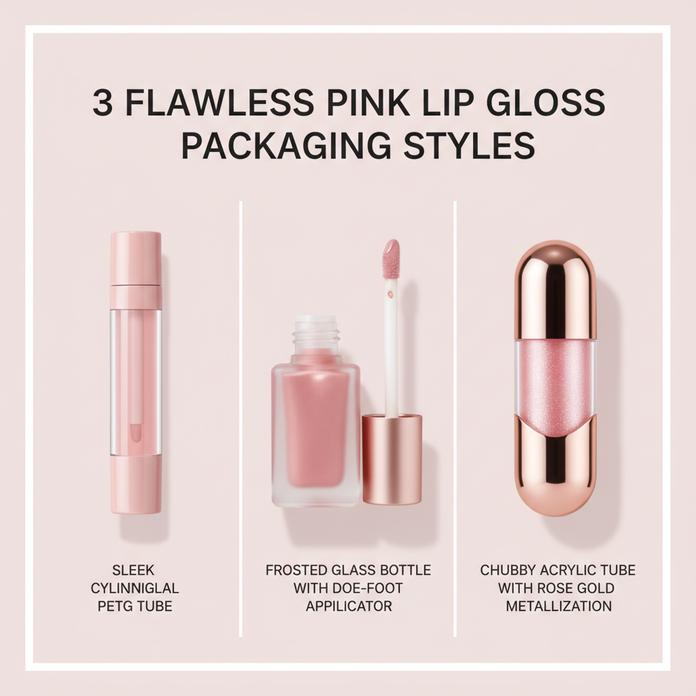 3 Flawless Pink Lip Gloss Packaging Styles