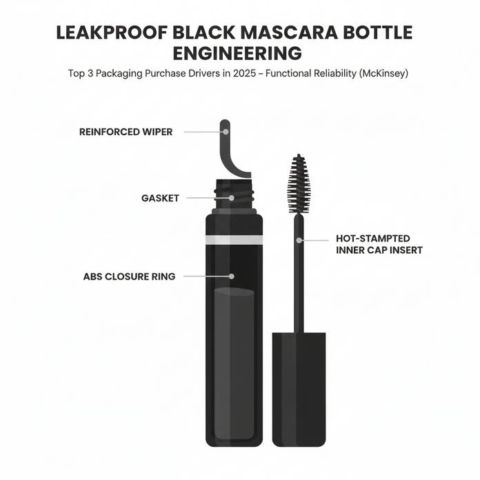 Unstable Seals? Leakproof Empty Black Mascara Bottle Fix