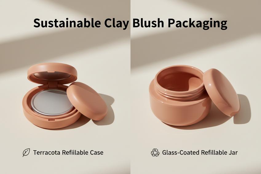 Eco-Friendly Lines: Recyclable Clay Blush Container
