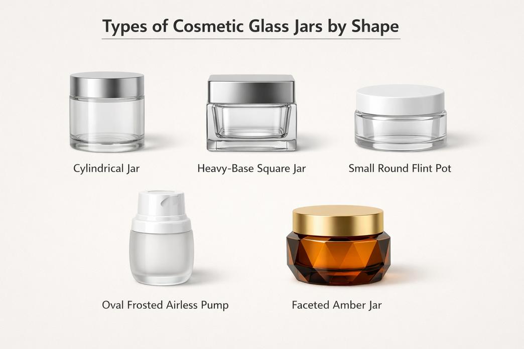 ## Types Of Cosmetic Glass Jars By Shape