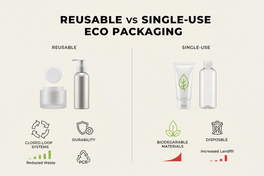 Innovation Durable : Le Meilleur Emballage Cosmétique pour 2026插图3 Designs éco réutilisables vs. à usage unique