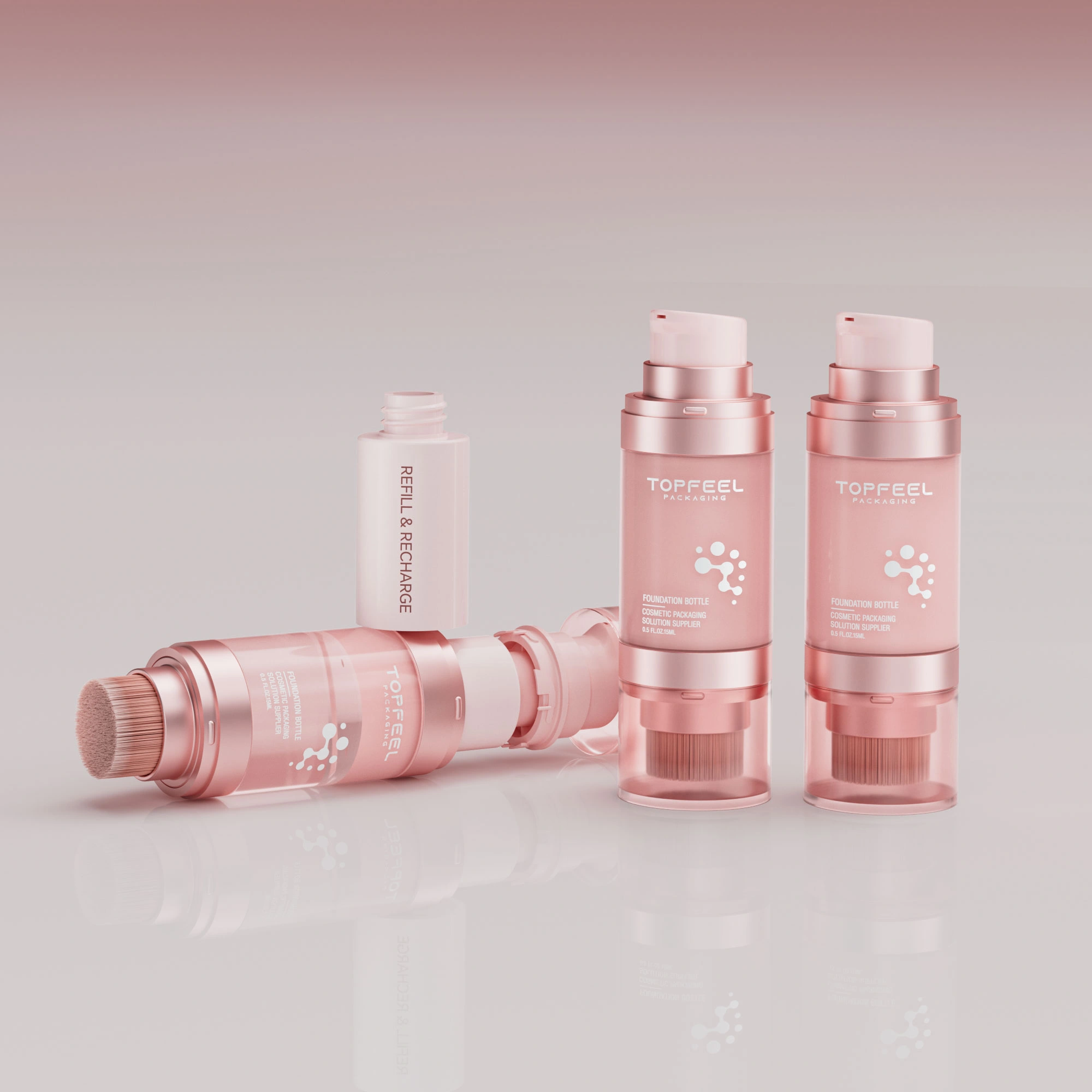 How to Select the Perfect Foundation Bottle for Different Formula Viscosities?插图 MB-84 Private Label 15ml Refillable Foundation Bottle with Blending Brush 1