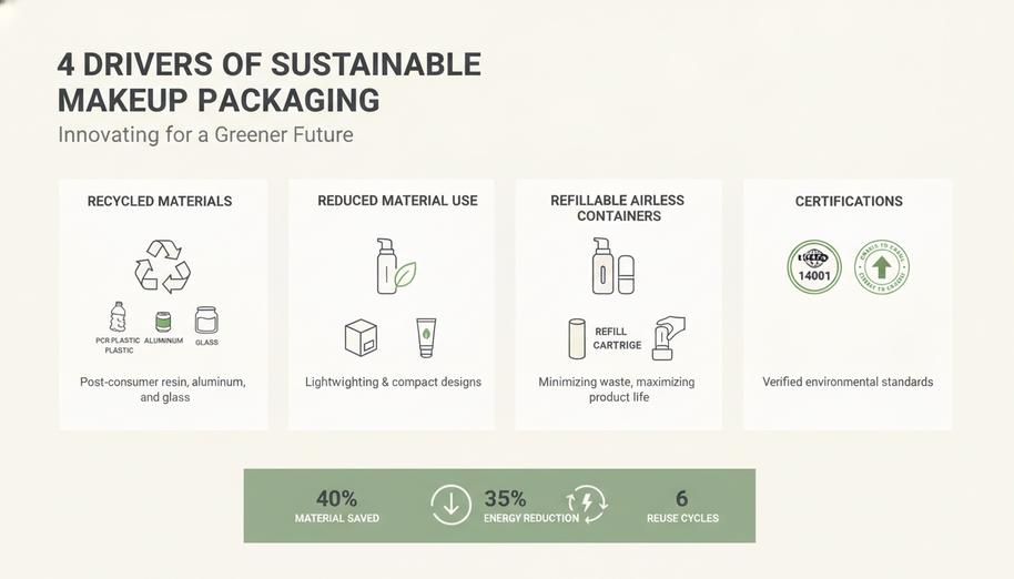 4 Factores Clave que Impulsan la Adopción de Envases de Maquillaje Sostenibles