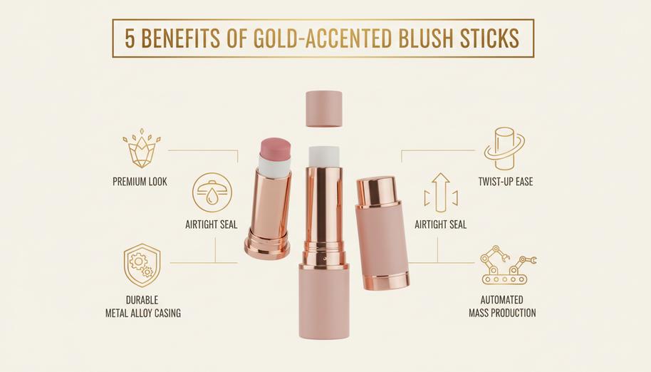 5 avantages des blushs en stick avec accents dorés