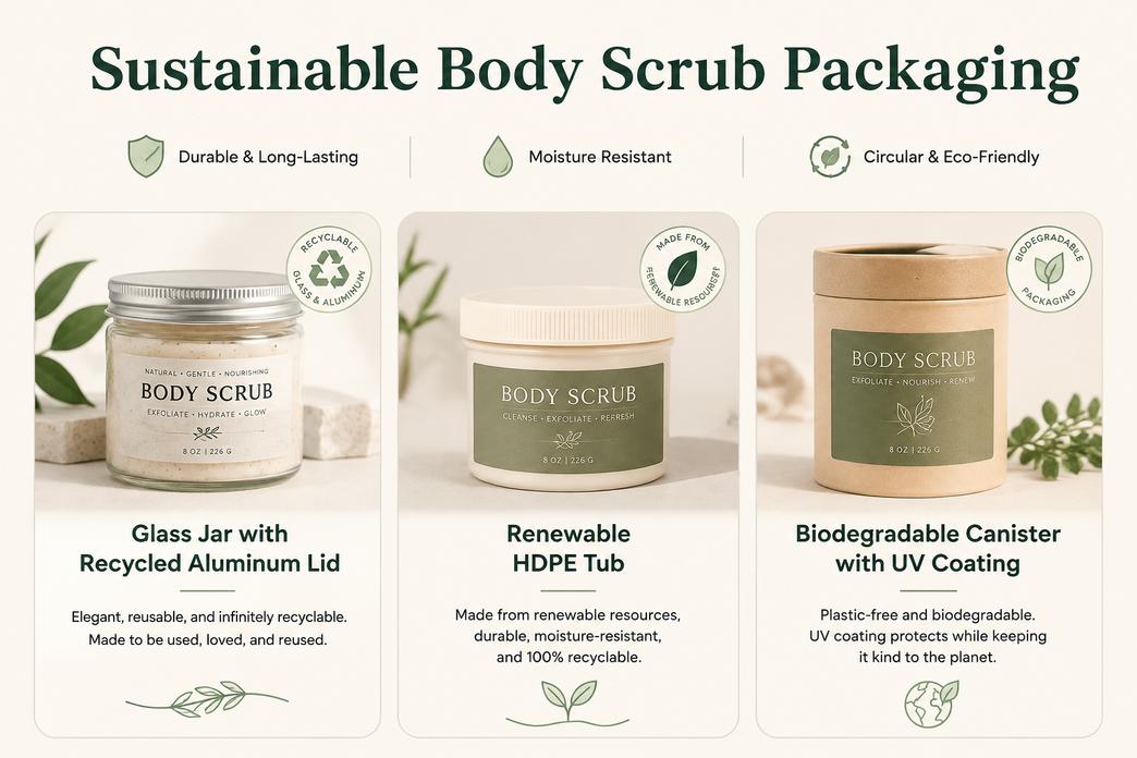 How to Choose the Body Scrub Containers for Your Brand?插图 Why Sustainable Packaging Trends Elevate Body Scrub Containers