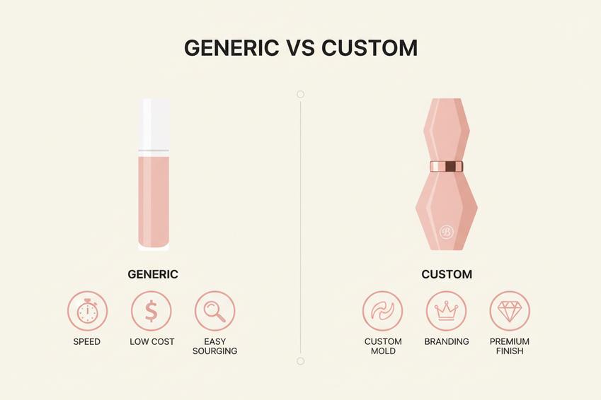 Generic Vs. Custom Pink Lip Gloss Tube